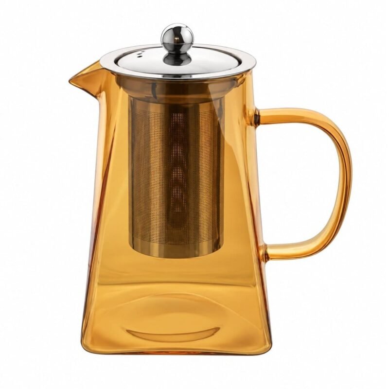 Tetera cónica dorada 550ml de vidrio