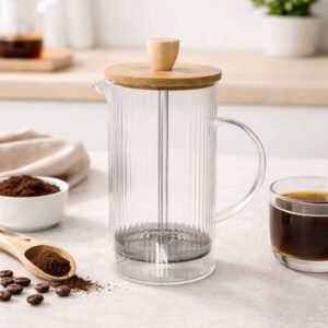 2000200580386 Cafetera De Embolo, 600 Ml, Con Tapa De Bambu