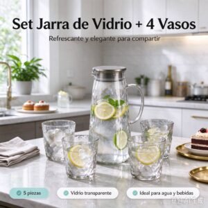 SET JARRA DE VIDRIO + 4 VASOS